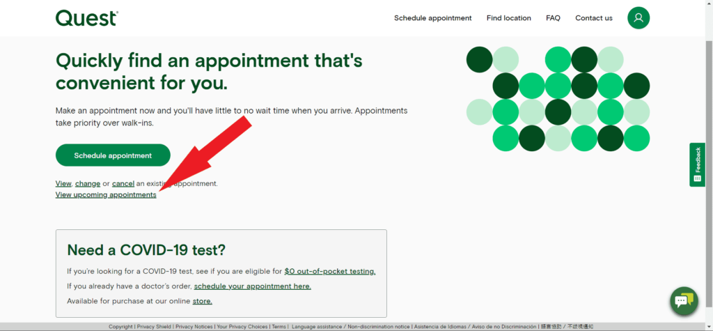 How to cancel Quest Appointment when you are signed in 1