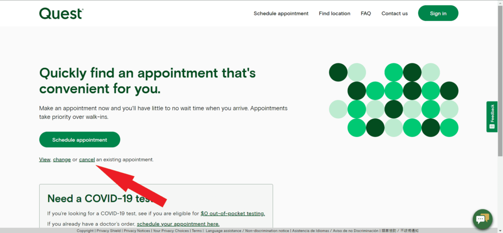 How to cancel Quest Appointment when you have the Appointment Confirmation Code 2