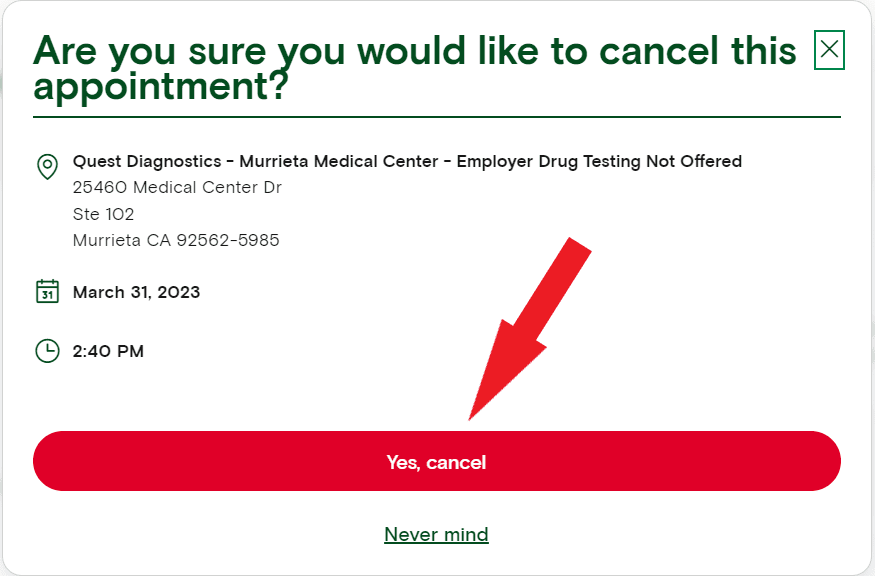 How to cancel Quest Appointment when you have the Appointment Confirmation Code 5