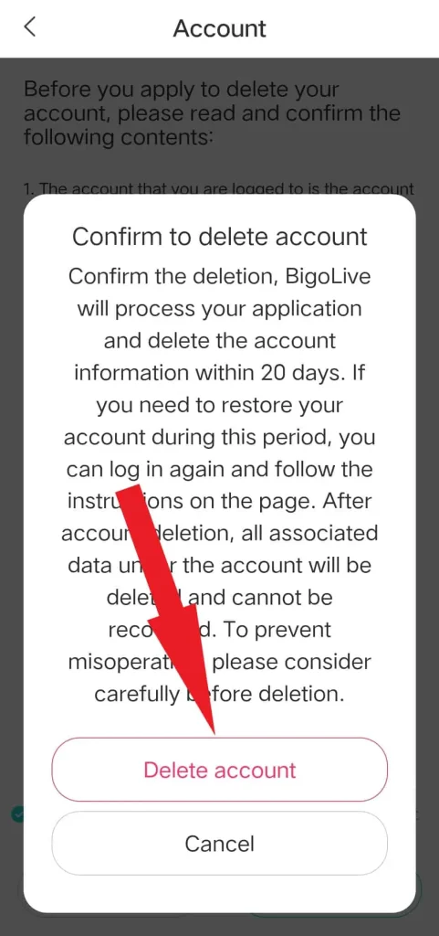 How to delete Bigo account using the App Method 1 9